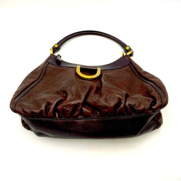 Auth Gucci Brown Guccisima Leather Abbey D Ring Shoulder Bag Preloved Purse - Picture 5 of 16